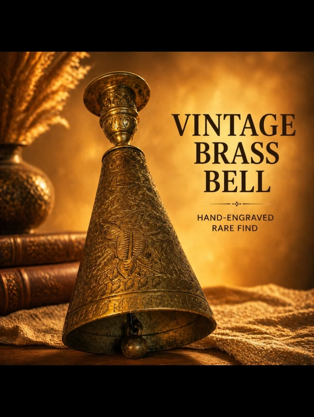 Antique Or Vintage Solid Brass Cone Shaped Bell Candle Holder